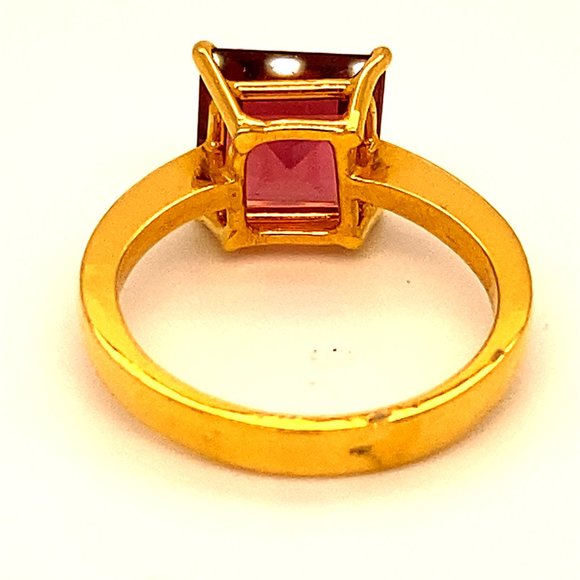 Rubellite 3.13ct Solid 22K Yellow Gold Ring - Picture 4 of 6